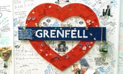 Messages of condolence on commemorative Grenfell sign