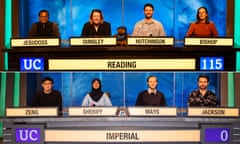 Reading University and Imperial College in last year’s University Challenge final.