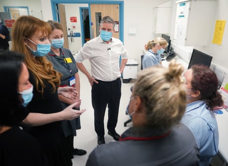 Starmer and Rayner at the same day emergency care unit at Princess Alexandra hospital.