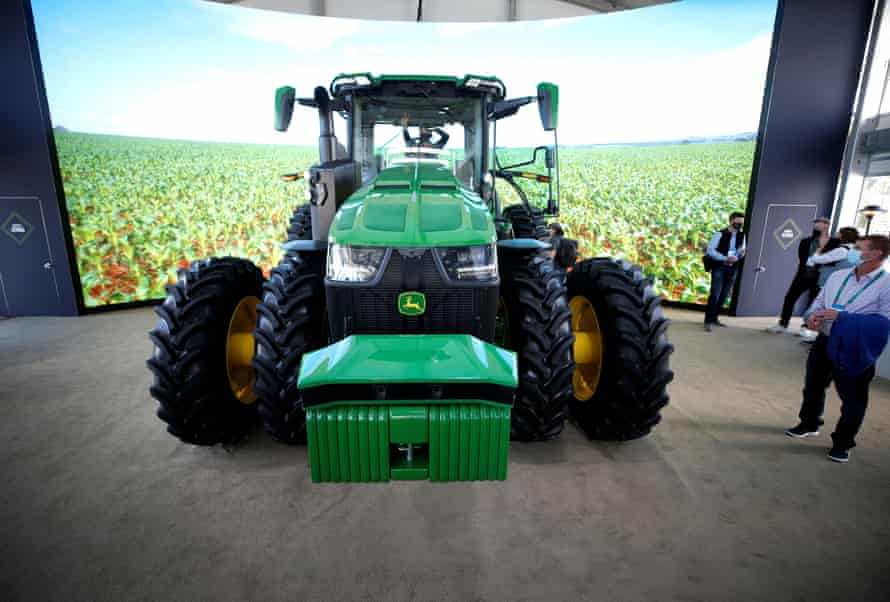 The John Deere 8R autonomous tractor.