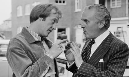 Dennis Waterman as Terry McCann with George Cole as Arthur Daley on the set of Minder in 1979
