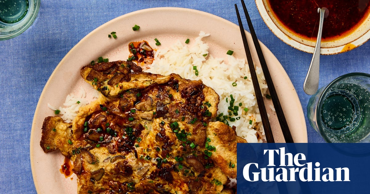 Meera Sodha’s vegetarian recipe for mushroom egg foo yung over buttered rice | Meera Sodha recipes