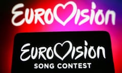 The Eurovision Song Contest logo is seen on a smartphone and on a PC screen.