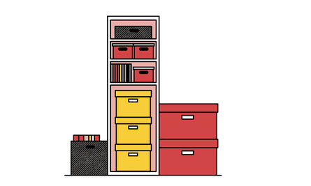An illustration of storage cabinets