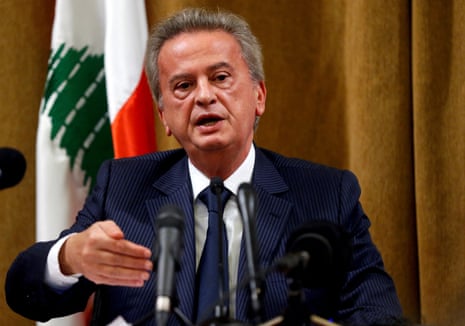 Lebanon's Central Bank Governor Riad Salameh at a news conference in 2019.