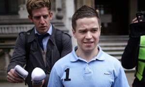 Sam Hallam leaving the court in 2012, after being cleared of murder charges.