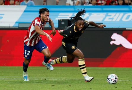 Antoine Semenyo in pre-season action for Manchester City.