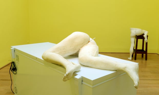 Sarah Lucas installation at the 56th International Art Exhibition at the Biennale in Venice.