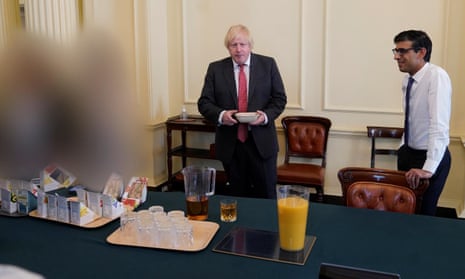 Boris Johnson and Rishi Sunak at a gathering in Downing Street in 2020 for Johnson’s birthday.