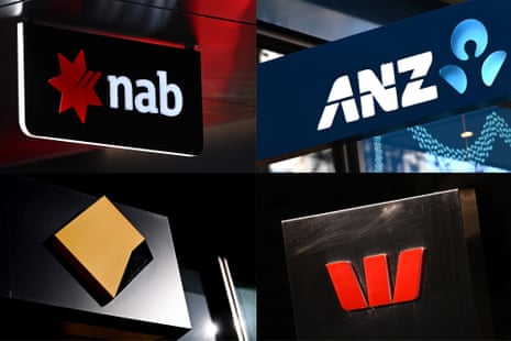 A composite image of signage of Australia's 'big four' banks