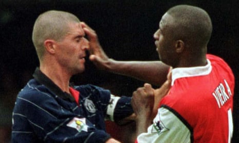 Manchester United’s Roy Keane, left, and Patrick Vieira, right, could have been sent off under the new laws for their altercation in the tunnel at Highbury in 2005.