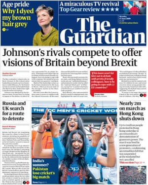 Guardian front page, Monday 17 June 2019