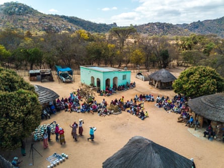 Aerial view of village