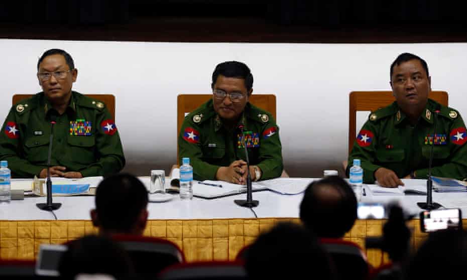 Myanmar’s Brigadier General Zaw Min Tun, Major General Soe Naing Oo, and Major General Tun Tun Nyi say the army hit back at Rakhine fighters after they attacked police posts on 04 January. 