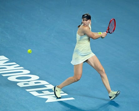 Elena Rybakina lines up a backhand