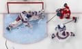 Vladimir Tarasenko of the Florida Panthers scores a goal past Igor Shesterkin of the New York Rangers during the third period of Saturday’s Game 6 of the Eastern Conference finals.
