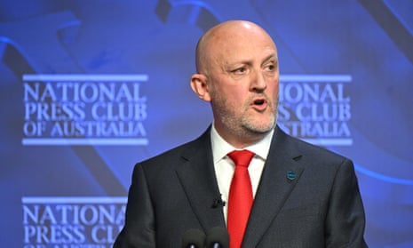 Asio director general Mike Burgess addresses the National Press Club in Canberra, Wednesday, 24 April 2024