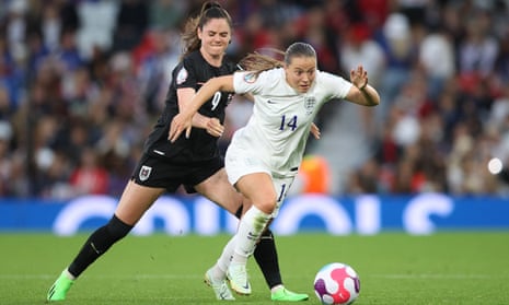 Fran Kirby skips away from Austria's Sarah Zadrazil at Old Trafford on Wednesday
