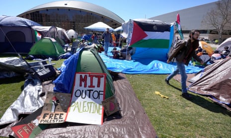 The pro-Palestinian tent encampment at Massachusetts Institute of Technology campus (pictured in April) was dismantled by police on Friday.