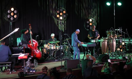 Kenny Garrett Quintet performing live on the Kijów Centre stage at the summer jazz festival in Kraków, Poland.