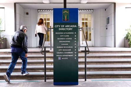 people walking into a building
