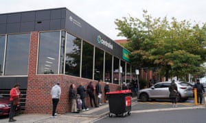 queue of people outside a centrelink office