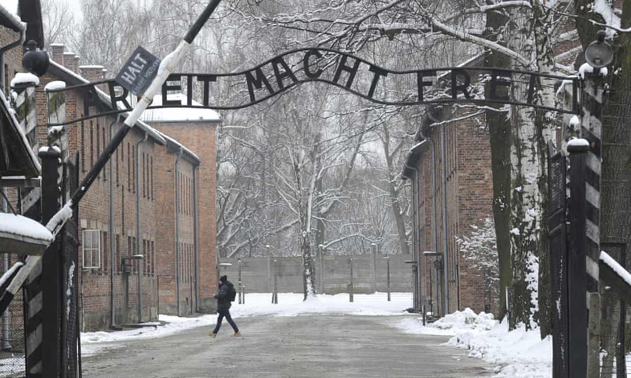 The entrance to the former Auschwitz death camp.