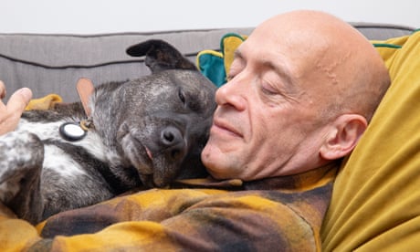 Phil Daoust with his staffie cross Sienna.