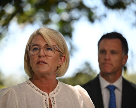 The NSW police minister, Yasmin Catley, and the premier, Chris Minns.