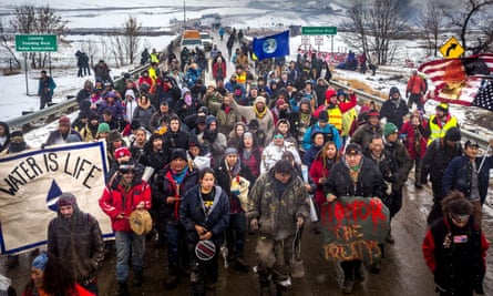 Dakota Access pipeline water protectors demonstrate in February 2017.