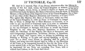 A portion of the Treason Felony Act 1848