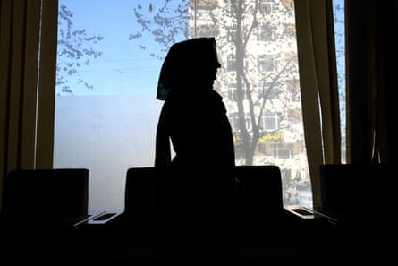 Silhouette of an Afghan former female journalist in Kabul