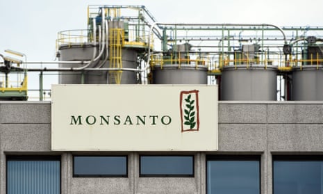 Monsanto logo on a building in Lillo near Antwerp