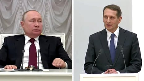 'Speak plainly!': Putin has tense exchange with his spy chief – video