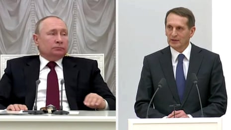  'Speak plainly!': Putin has tense exchange with his spy chief – video