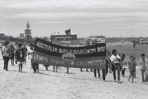 Protest march against first fleet re-enactment at La Perouse beach (January 1988) by Peter McKenzie