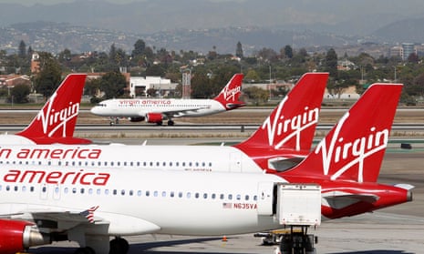 Virgin America jets at Los Angeles airport, California