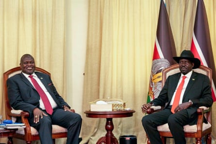 Riek Machar (left) and Salva Kiir in October 2019.
