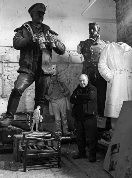 James Butler with his 10ft statue of Field Marshal Earl Alexander of Tunis. It stands in front of the Guard’s Chapel in Birdcage Walk, London, and was unveiled by the Queen in 1985.