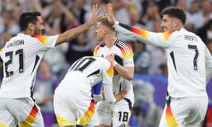 German players celebrate a goal during their opening Euro 2024 game against Scotland