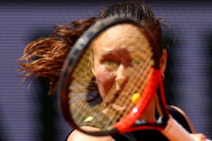 Daria Kasatkina in action during her fourth round match against Mirra Andreeva