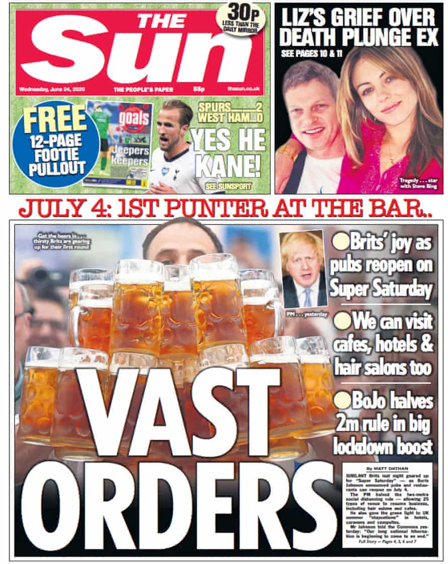 The Sun front page 24 June 2020