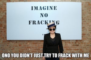 Yoko Ono attends her Imagine No Fracking Installation at ABC Home &amp; Carpet in New York City.