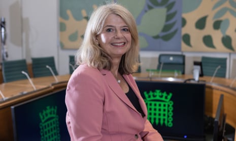 MP Harriet Baldwin poses for a potrait photo in a Westminster committee room.