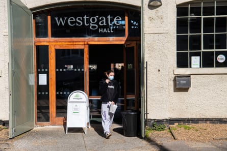 Woman successful a look disguise leaving Westgate Hall beforehand entrance