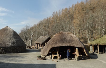 A reconstructed settlement of thatched wooden roundhouses