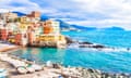 Boccadasse, a district of Genoa in Italy<br>Sea in a winter day in Boccadasse, a district of Genoa in Italy,