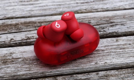 The Beats Solo Buds on top of their case.
