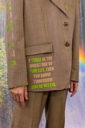 Detail on a Vetements suit AW21