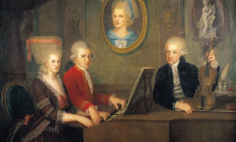 Wolfgang Amadeus Mozart and his sister, Maria Anna, who was also a child musical prodigy, at the piano.